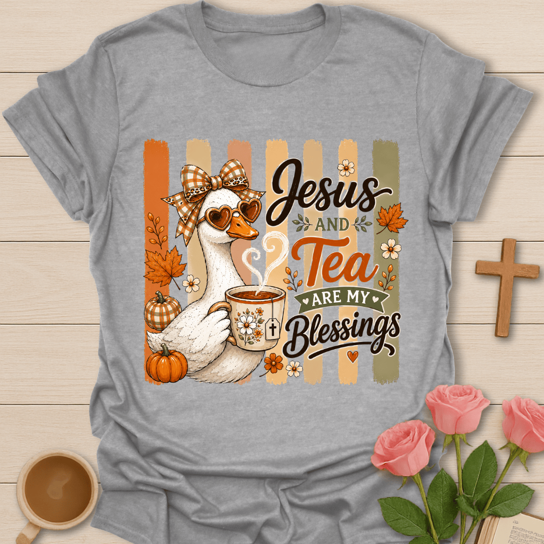 Vintage Jesus & Tea Blessings T-Shirt KozzyCo Christian and tea lover design