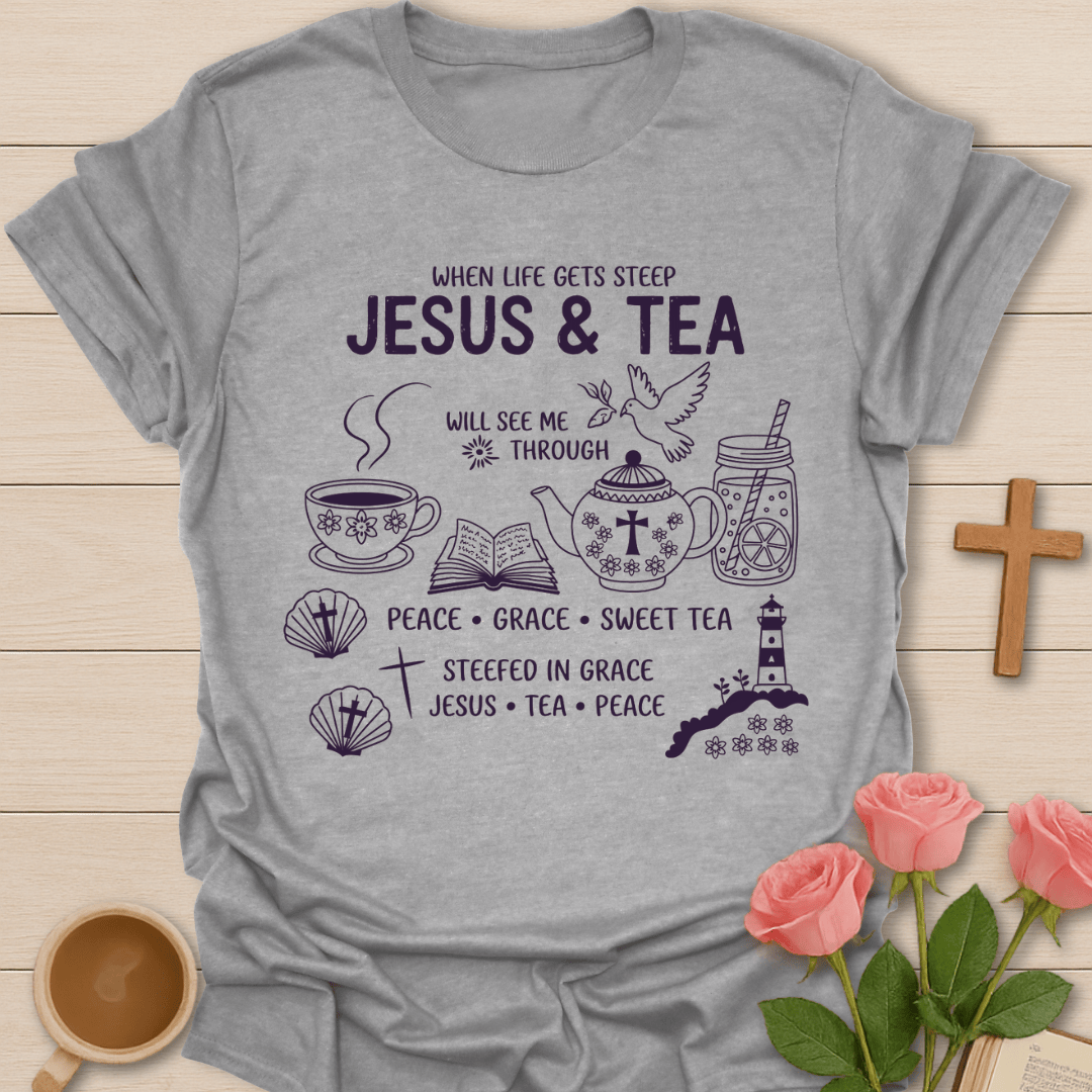Jesus & Tea See Me Through T-Shirt KozzyCo Christian and tea lover design