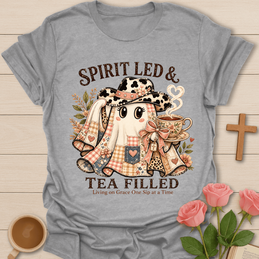 Spirit Led Tea Filled T-Shirt KozzyCo Christian and tea lover design