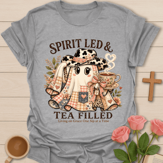 Spirit Led Tea Filled T-Shirt KozzyCo Christian and tea lover design
