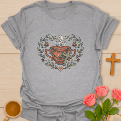 Faith & Tea Floral Heart  T-Shirt