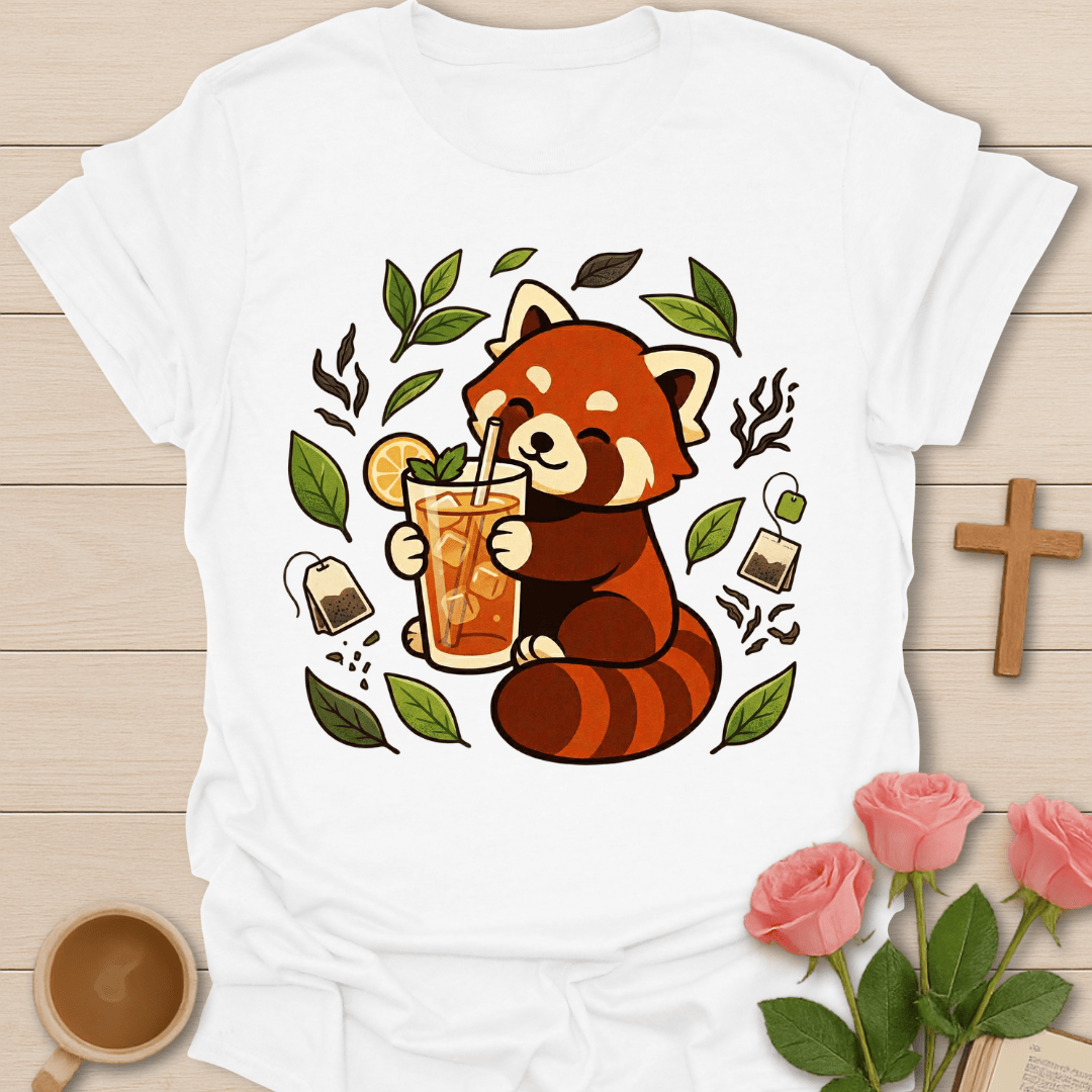 Cozy Raccoon Tea Lover T-Shirt T-Shirt