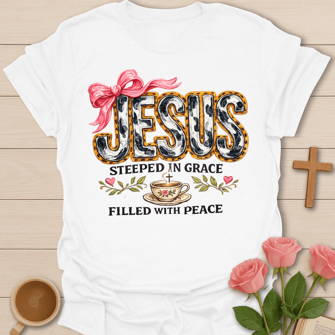 Jesus Filled With Peace T-Shirt KozzyCo Christian and tea lover design