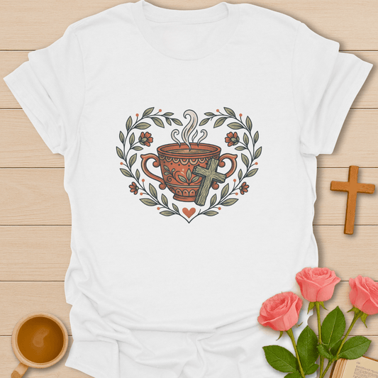 Faith & Tea Floral Heart  T-Shirt
