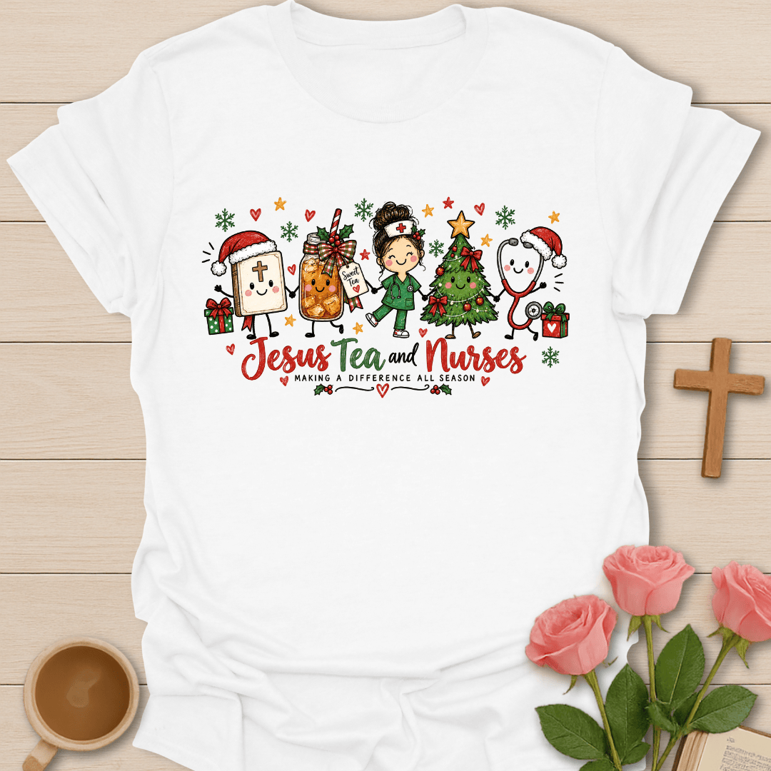 Jesus Sweet Tea & Nurses Christmas T-Shirt