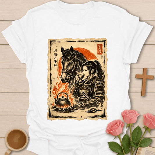 Japanese Horse Warrior Tea T-Shirt