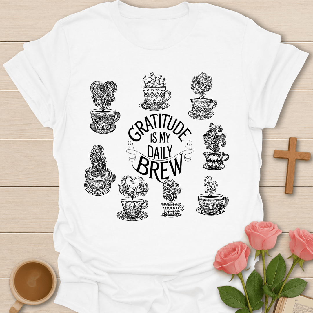 Gratitude Is My Daily Brew: Mandala T-Shirt
