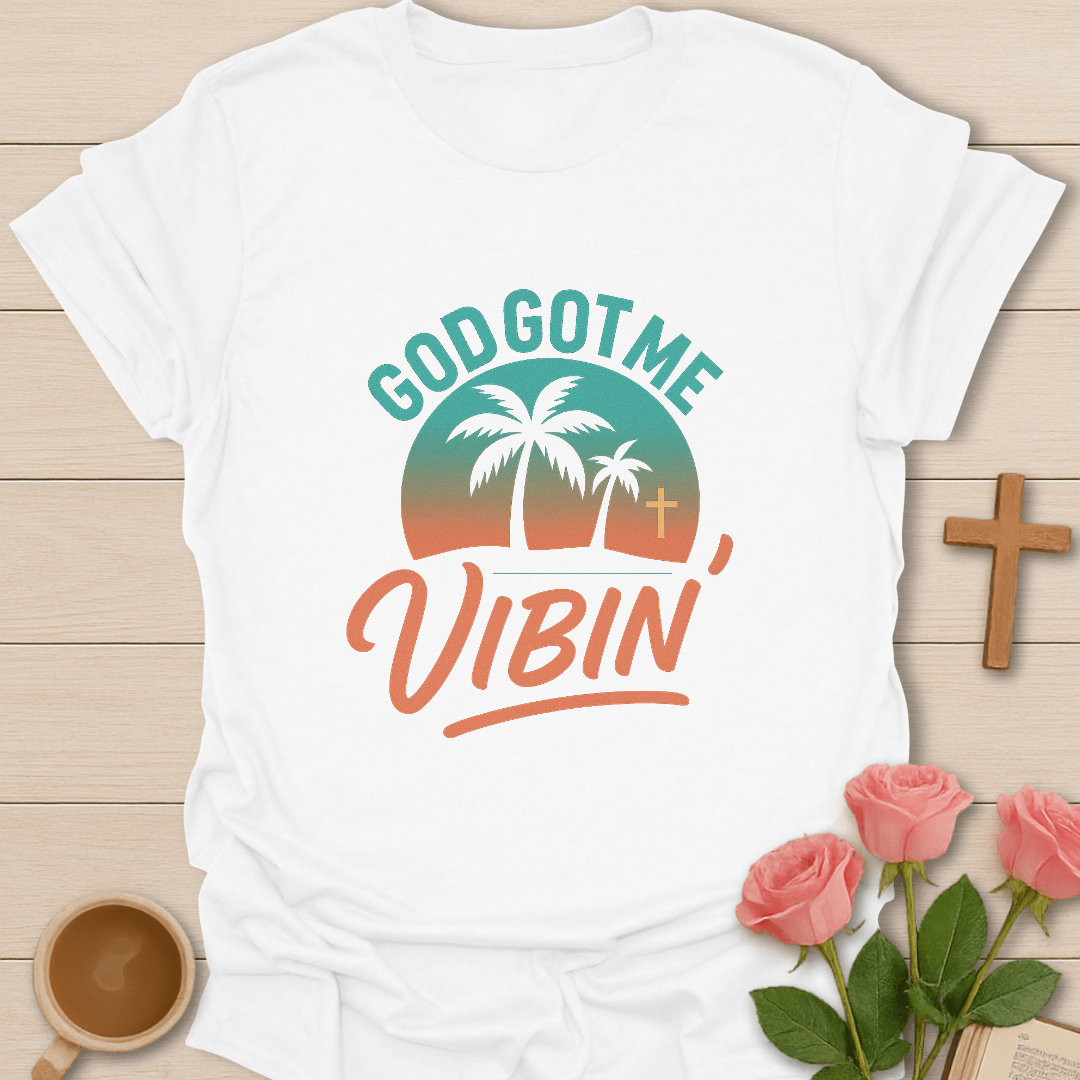 God Got Me Vibin' T-Shirt - Kozzy Co White / S