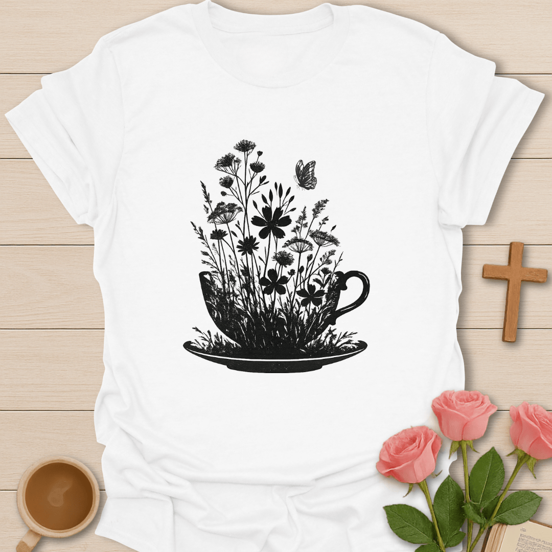 Floral Tea Cup T-Shirt T-Shirt
