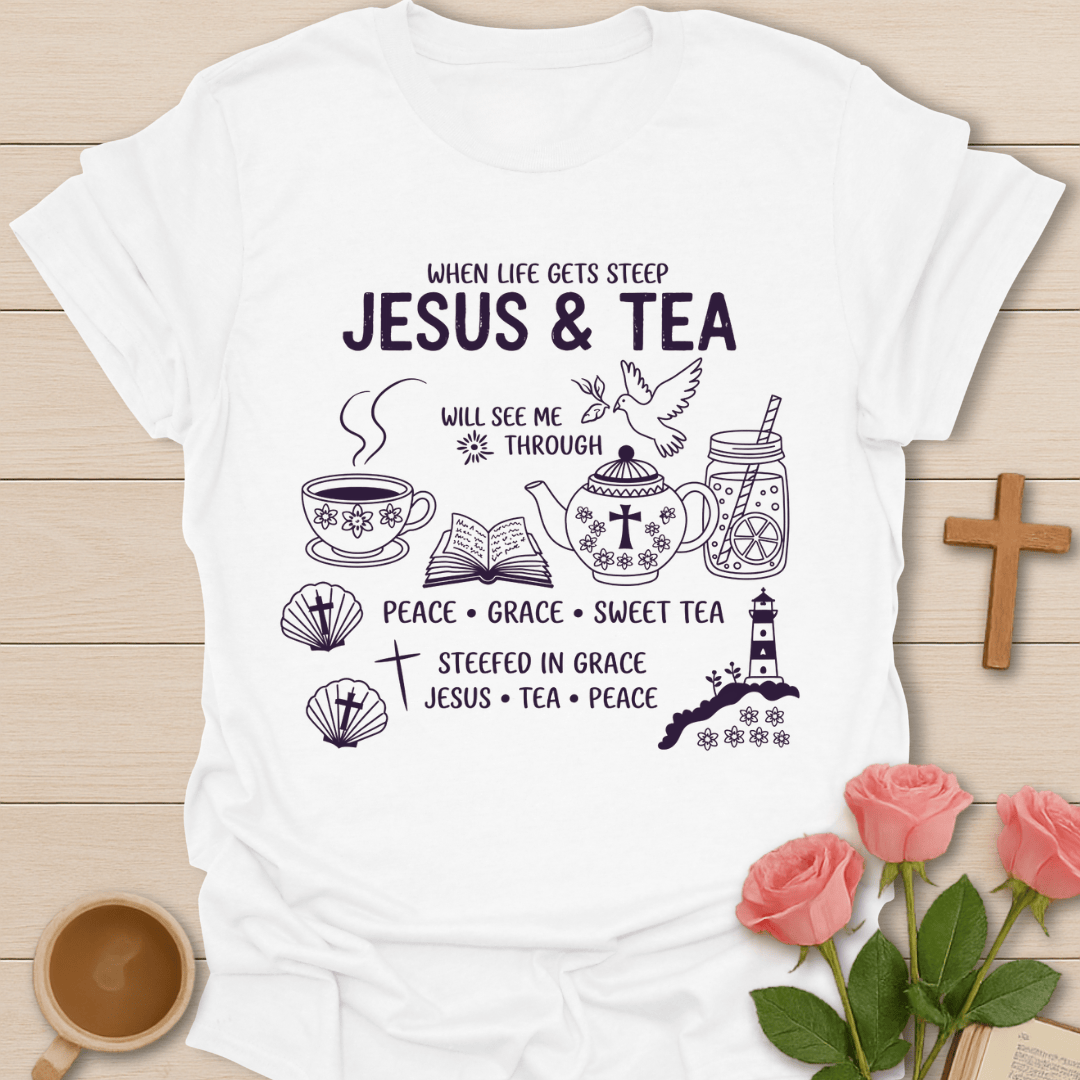 Jesus & Tea See Me Through T-Shirt KozzyCo Christian and tea lover design