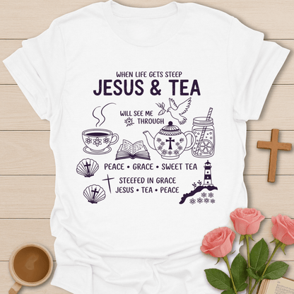 Jesus & Tea See Me Through T-Shirt KozzyCo Christian and tea lover design