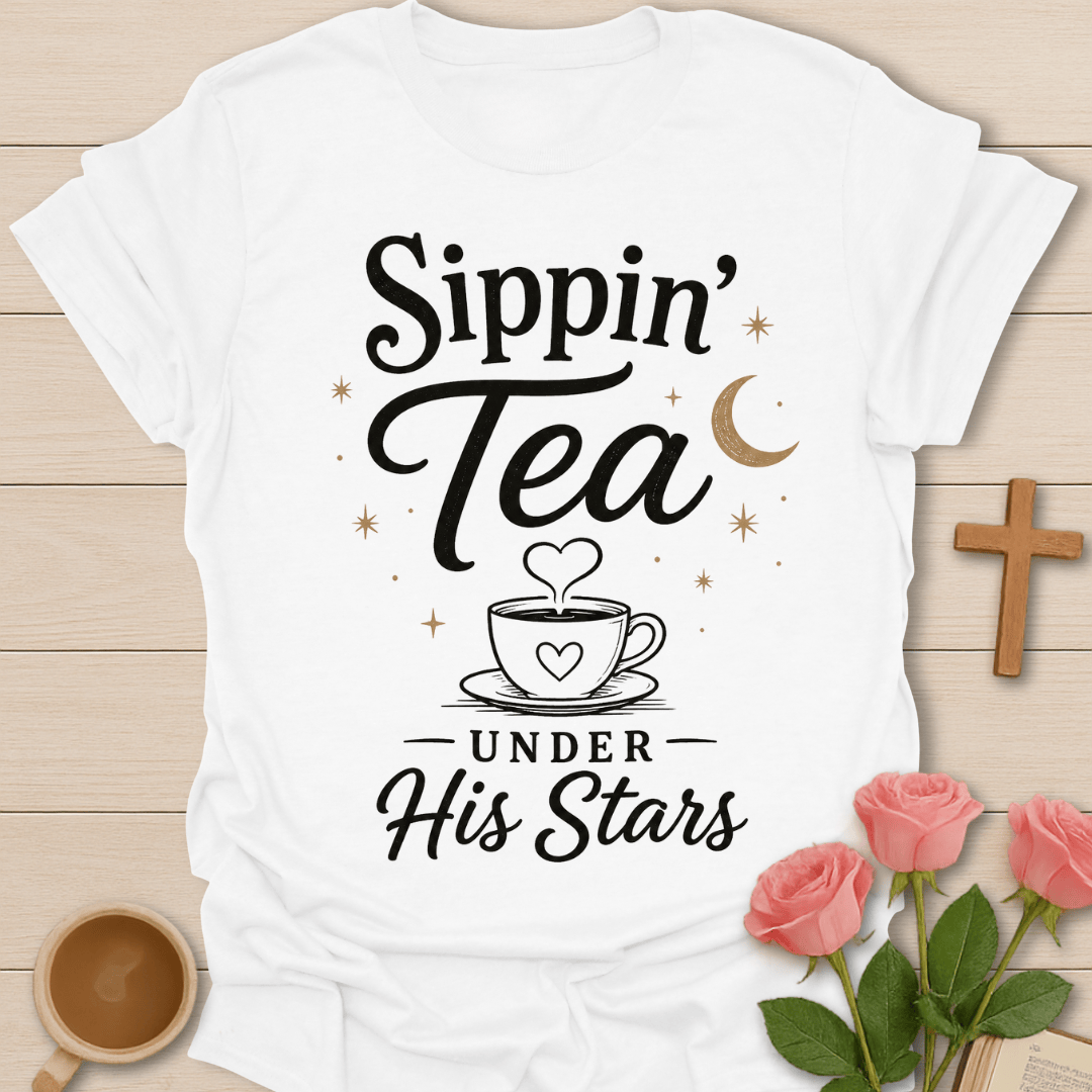 Sippin Tea Under Stars T-Shirt T-Shirt