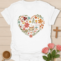 Tea Floral Heart Wreath T-Shirt T-Shirt