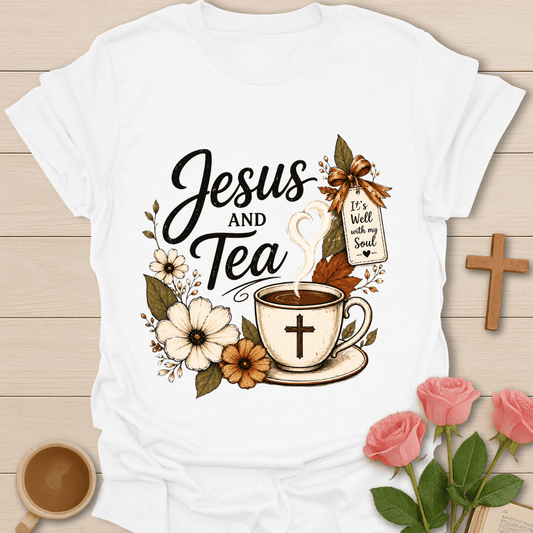 Jesus and Tea Blessings T-Shirt KozzyCo Christian and tea lover design