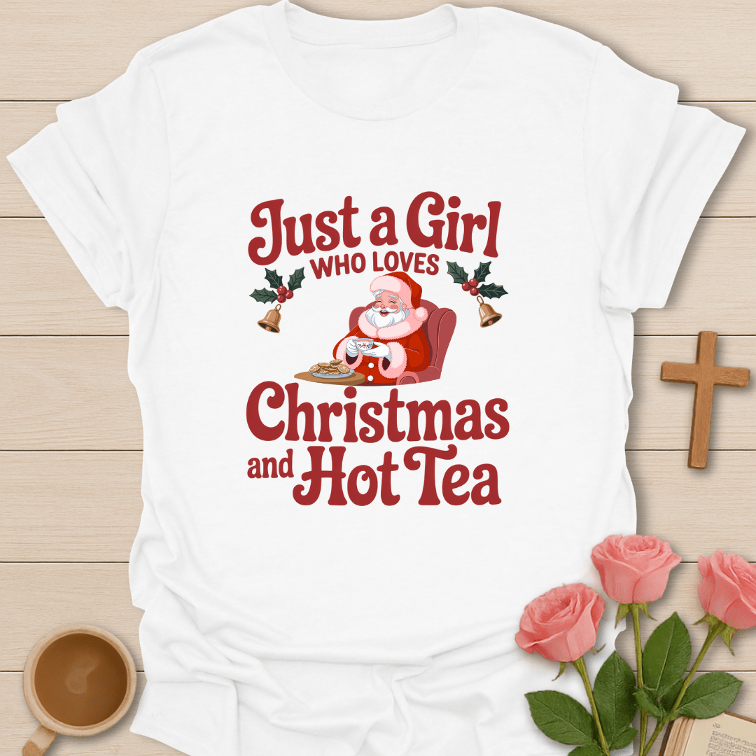 Girl Christmas & Hot Tea T-Shirt T-Shirt