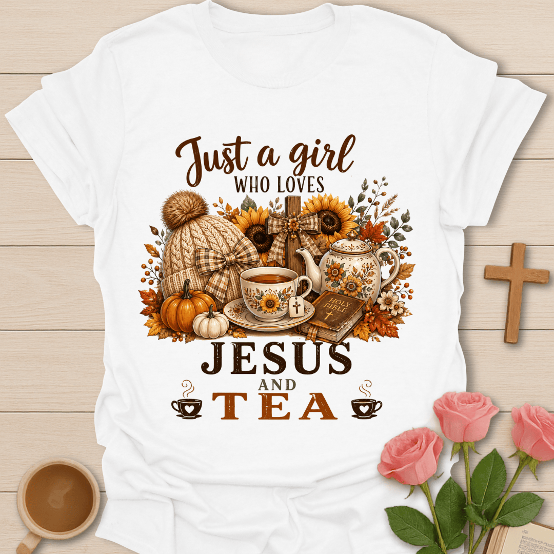 Jesus and Tea Girl T-Shirt KozzyCo Christian and tea lover design