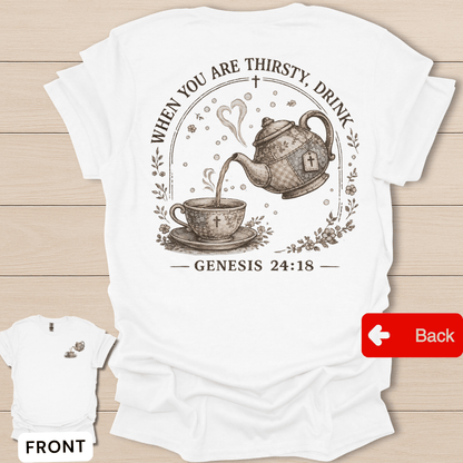 Faux Patchwork Thirsty Drink T-Shirt - Back T-Shirt