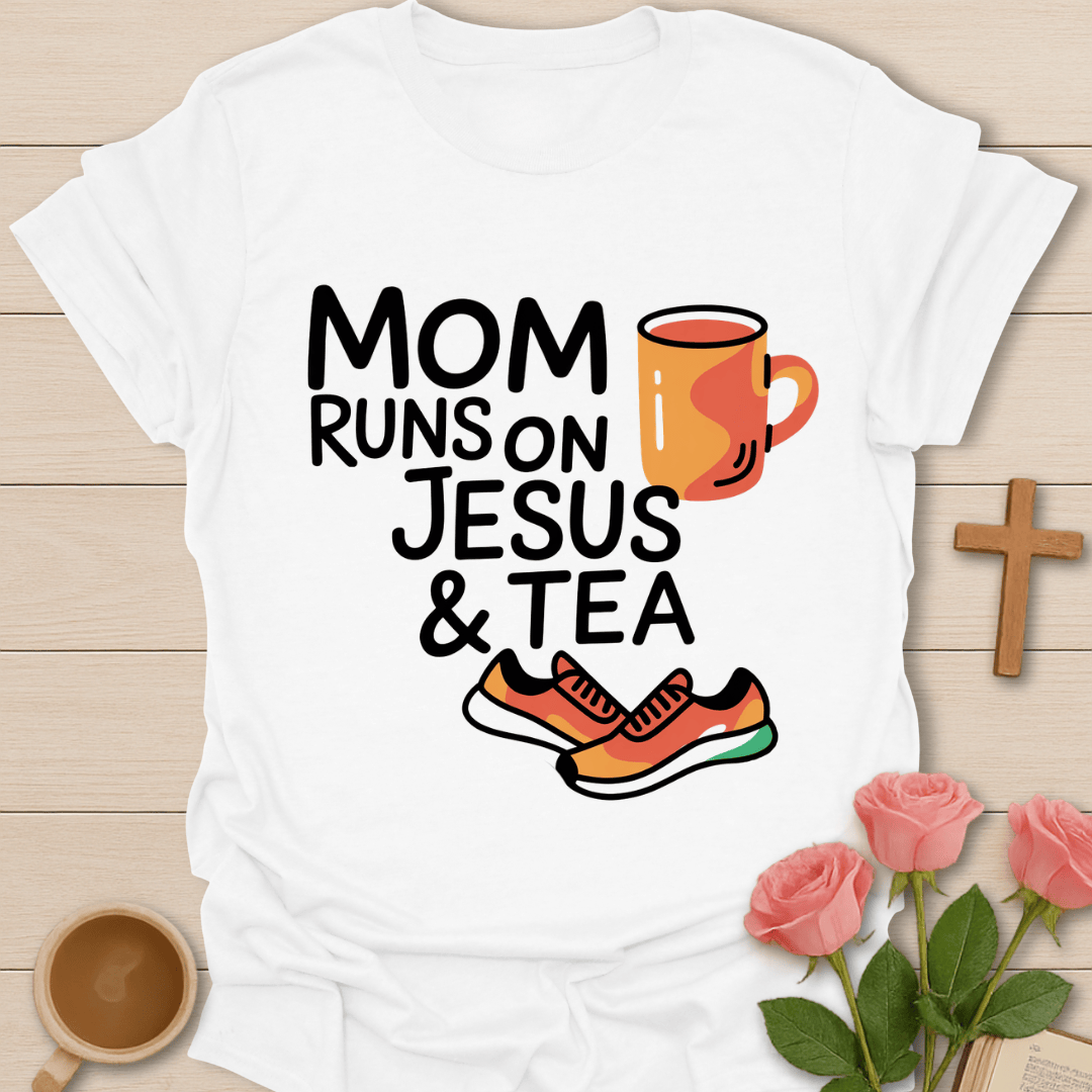 Mom Runs On Jesus & Tea T-Shirt T-Shirt