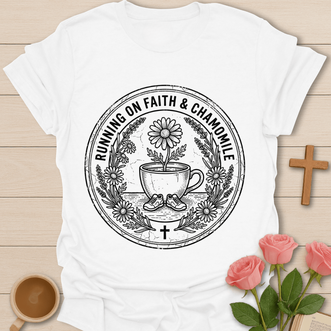 Faith and Chamomile T-Shirt KozzyCo Christian and tea lover design