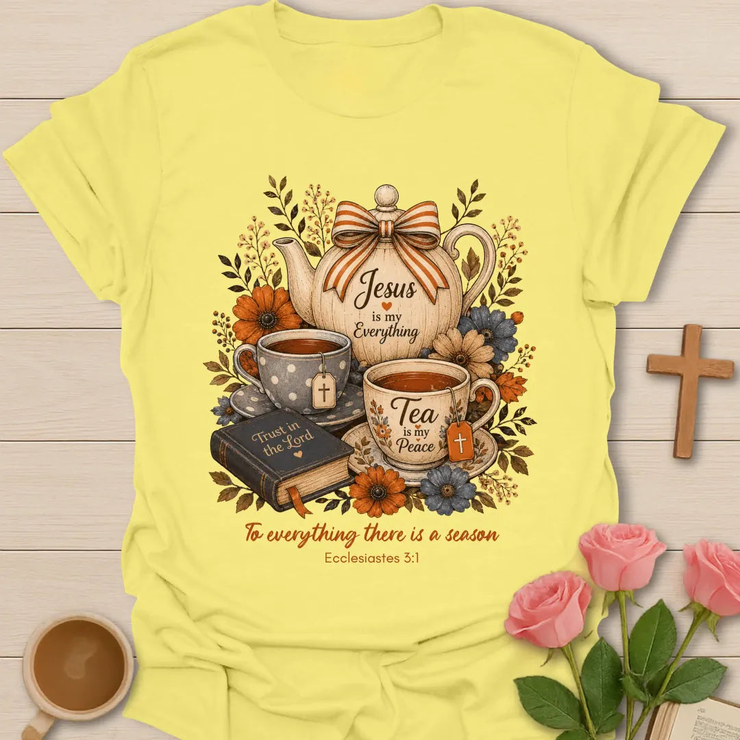 To Everything A Season shirt with gentle seasonal faith lettering - Cornsilk