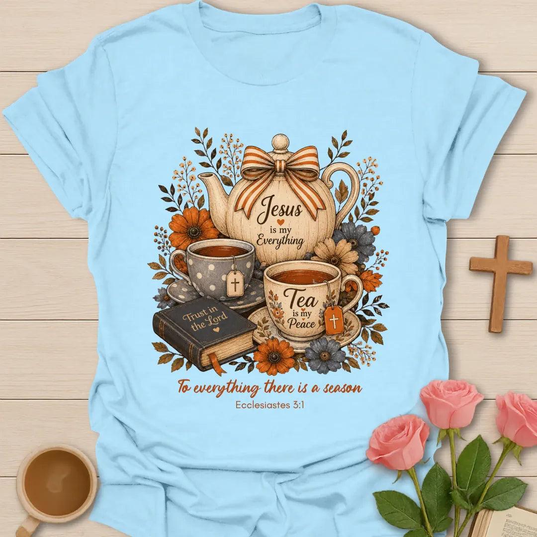 To Everything A Season shirt with gentle seasonal faith lettering - Light Blue