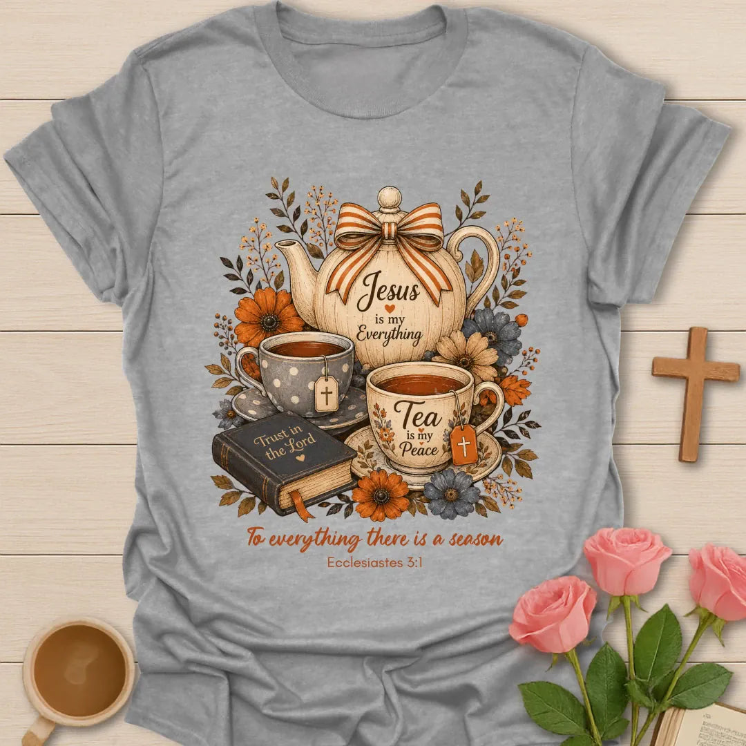 To Everything A Season shirt with gentle seasonal faith lettering - Sport Grey