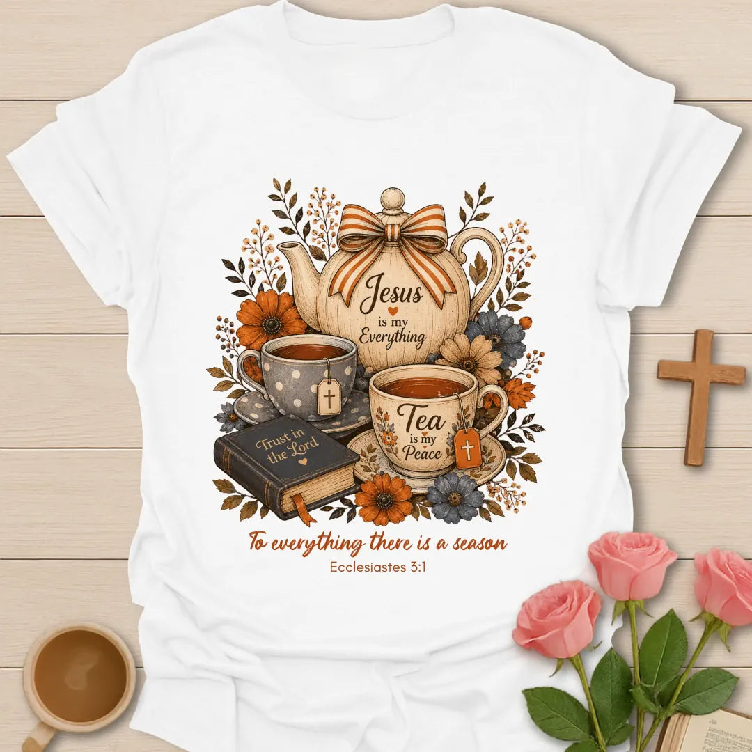 To Everything A Season shirt with gentle seasonal faith lettering - White
