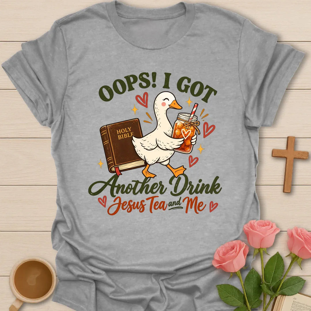 Another Drink funny Christian t-shirt with playful faith-inspired tea lettering design - Sport Grey