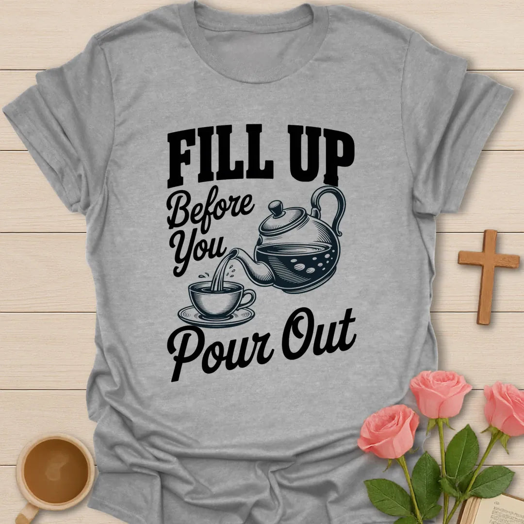Before You Pour t-shirt with kettle lettering and morning prayer faith design - Sport Grey