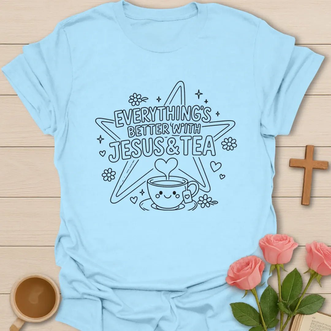 Better With Jesus Tea T-Shirt KozzyCo Christian and tea lover design