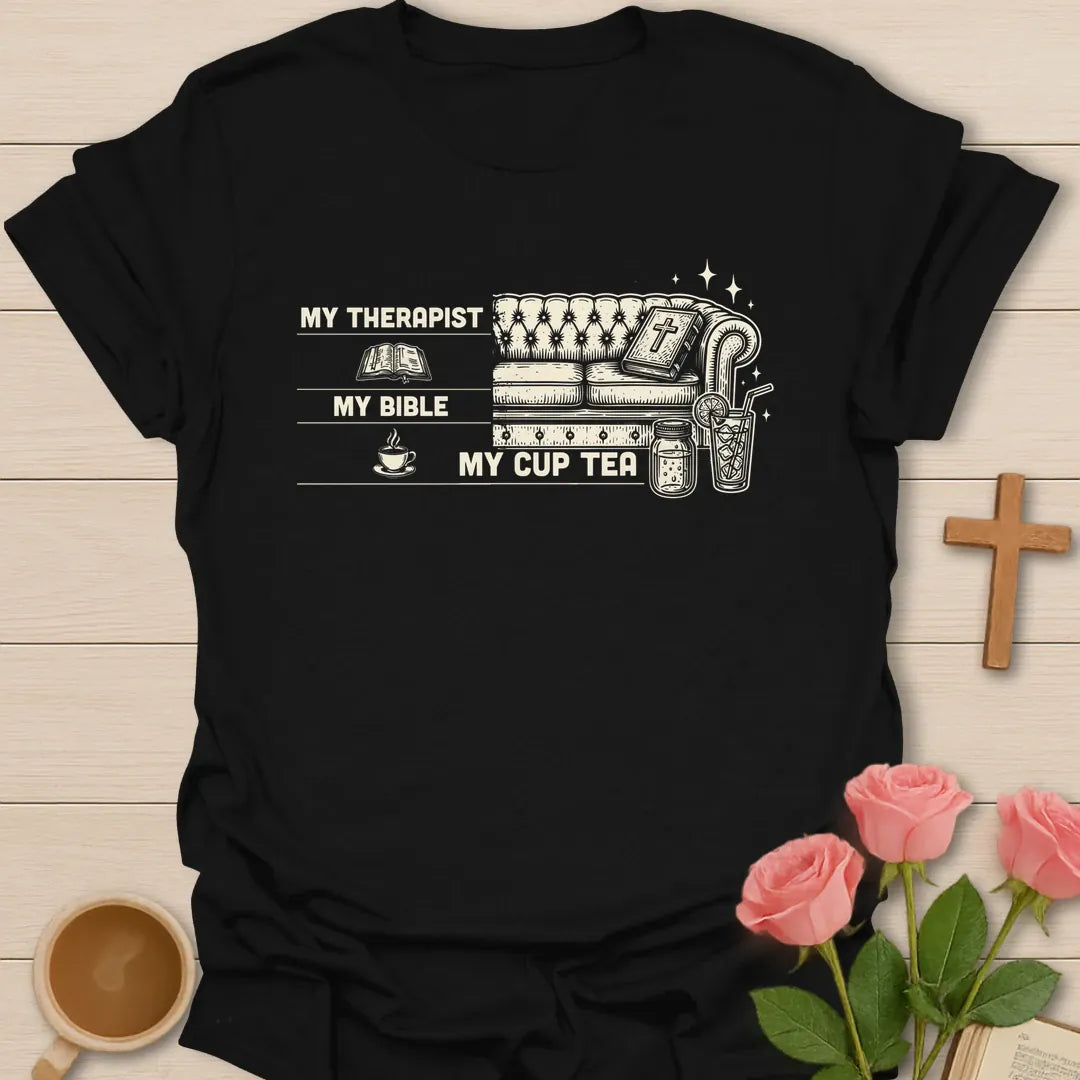 Bible & Tea Comfort T-Shirt KozzyCo Christian and tea lover design