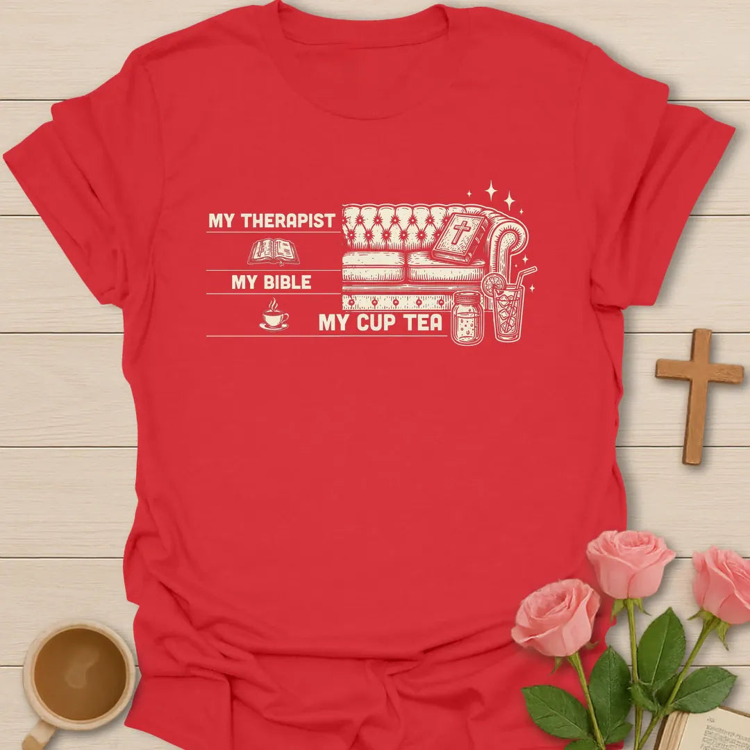 Bible & Tea Comfort T-Shirt KozzyCo Christian and tea lover design