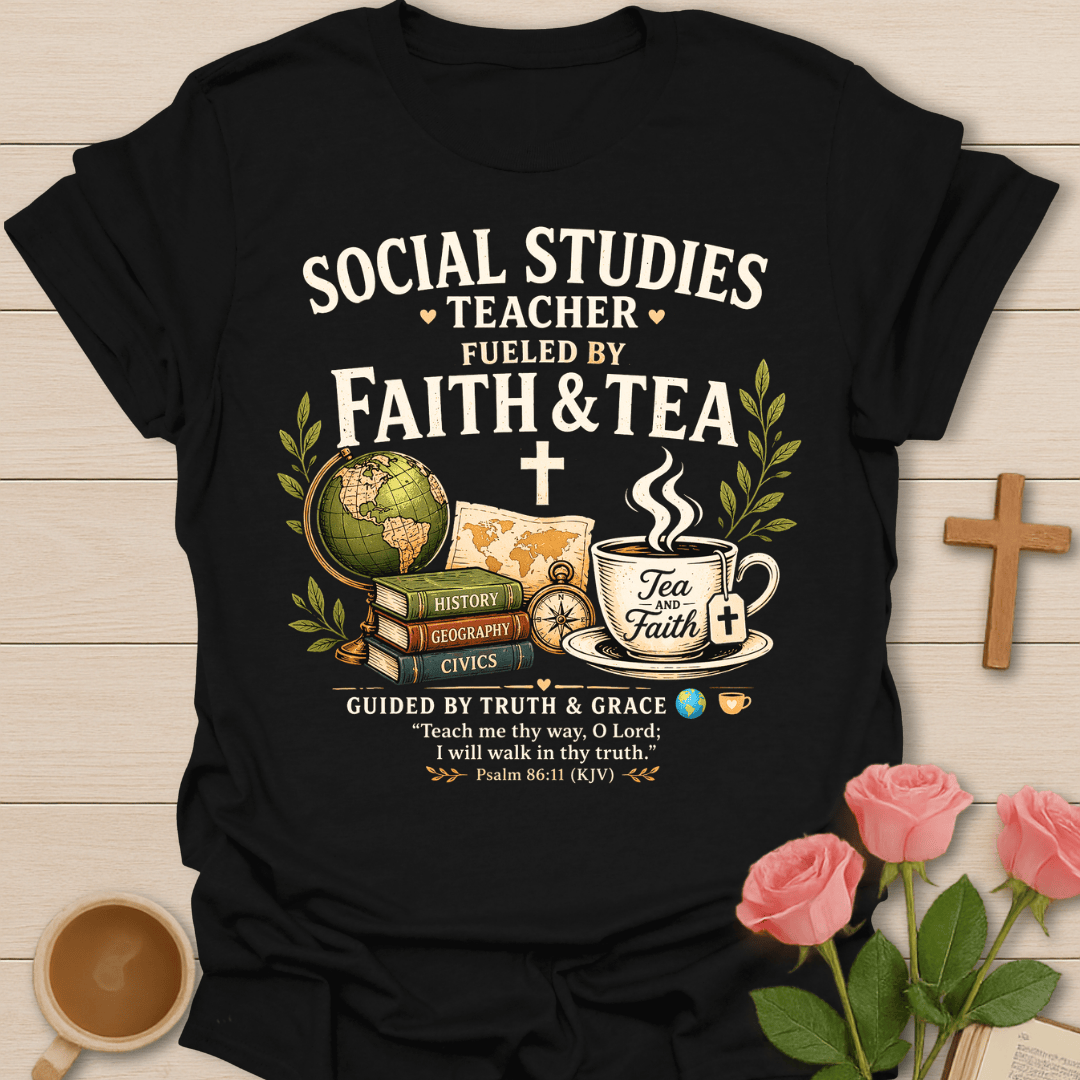 Faith & Tea Social Studies Teacher T-Shirt T-Shirt