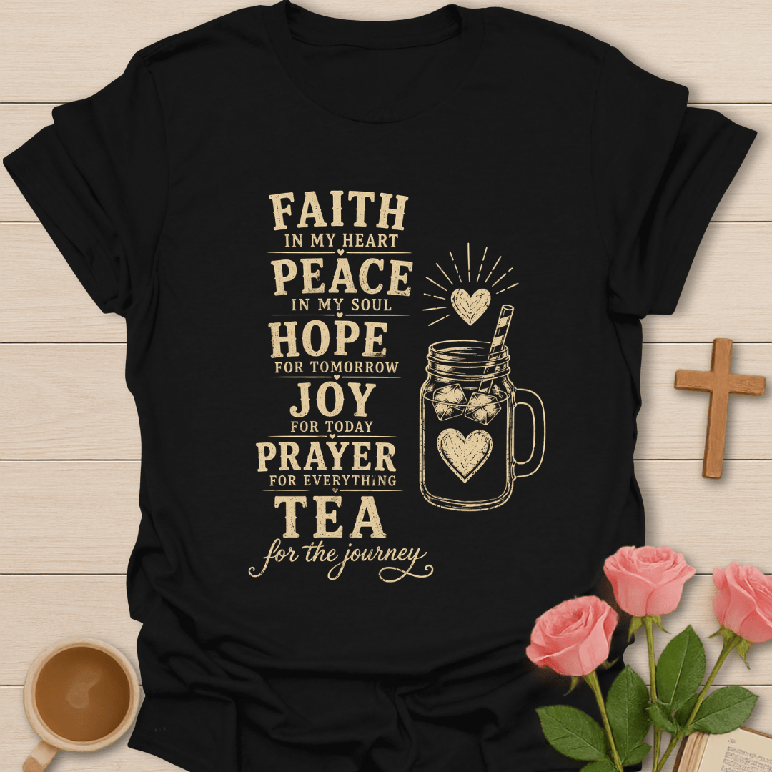 Tea Prayer Journey T-Shirt KozzyCo Christian and tea lover design