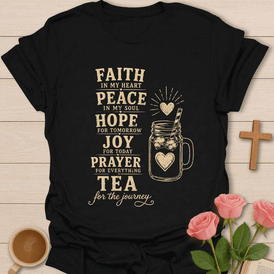 Tea Prayer Journey T-Shirt KozzyCo Christian and tea lover design