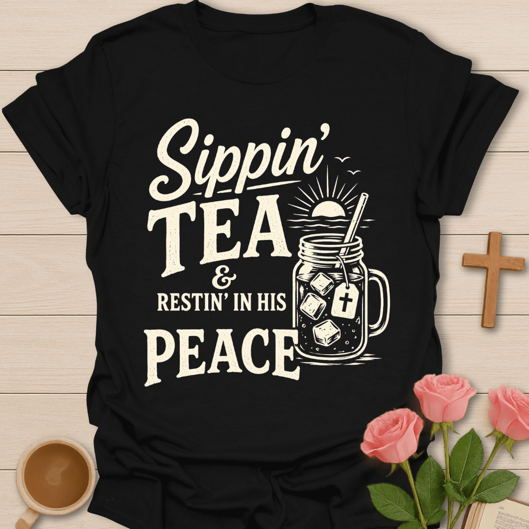 Restin In His Peace Tea T-Shirt KozzyCo Christian and tea lover design