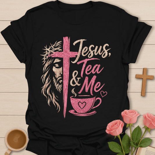 Jesus Tea & Me Christian T-Shirt KozzyCo Christian and tea lover design