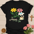Floral Jesus & Tea T-Shirt KozzyCo Christian and tea lover design