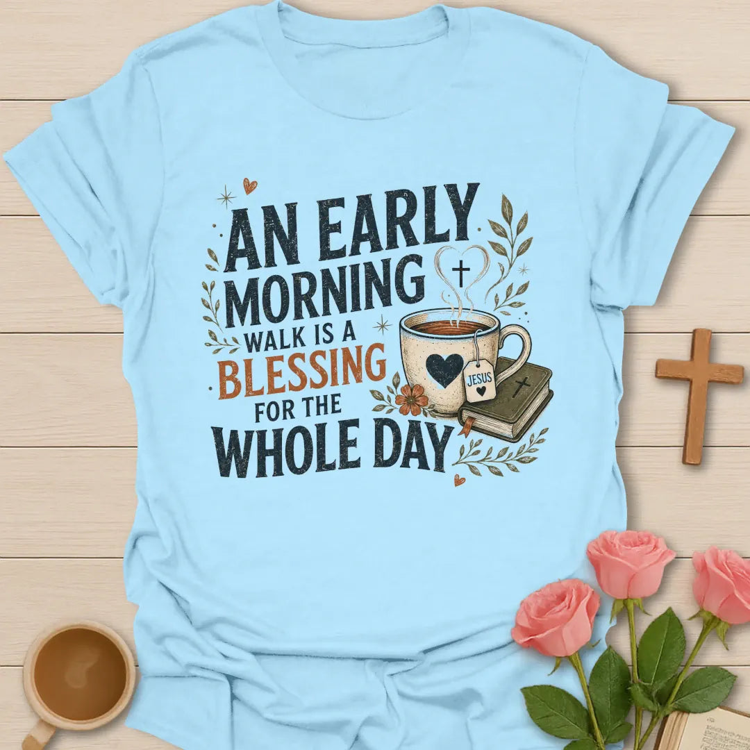 Blessed Day shirt with cheerful faith lettering - Light Blue