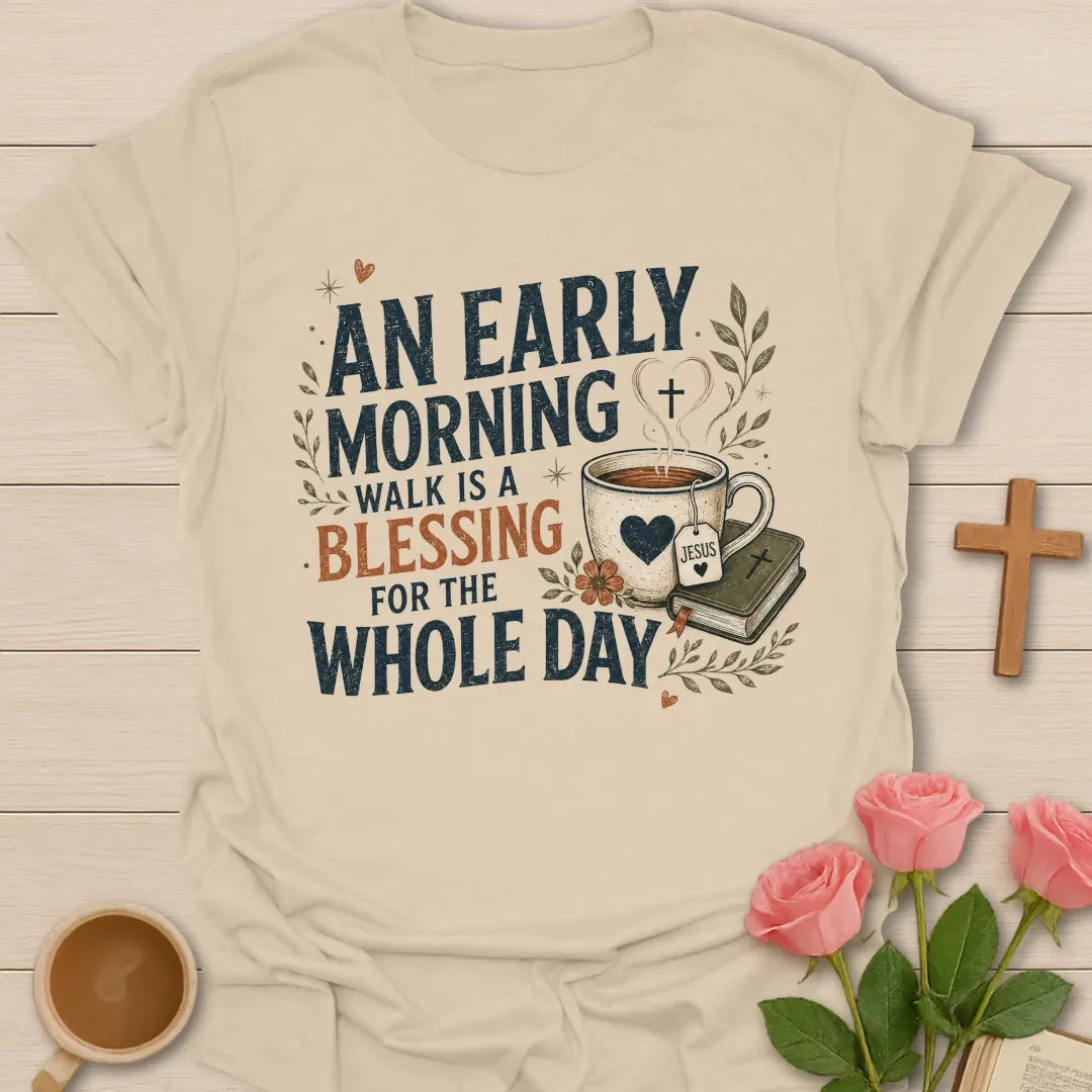 Blessed Day shirt with cheerful faith lettering - Sand
