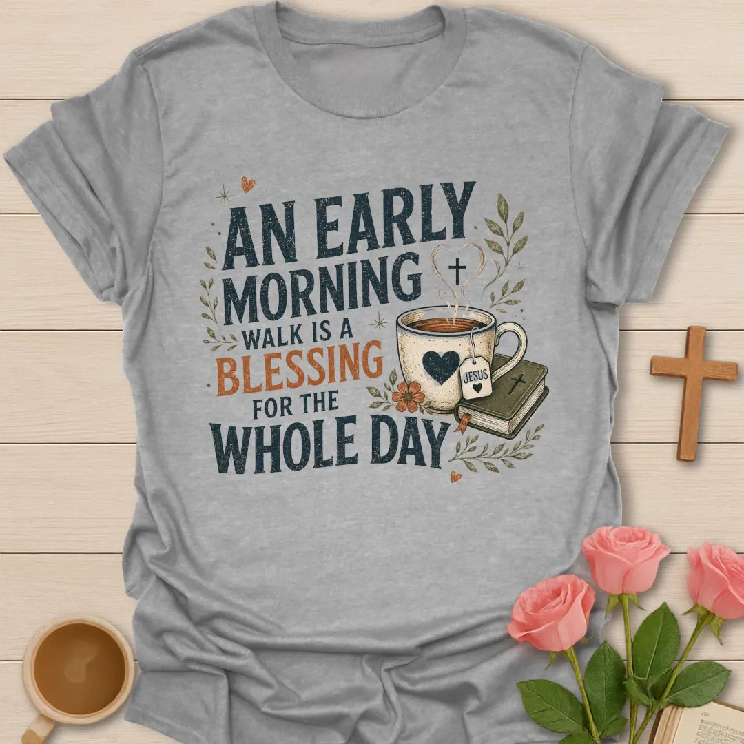 Blessed Day shirt with cheerful faith lettering - Sport Grey
