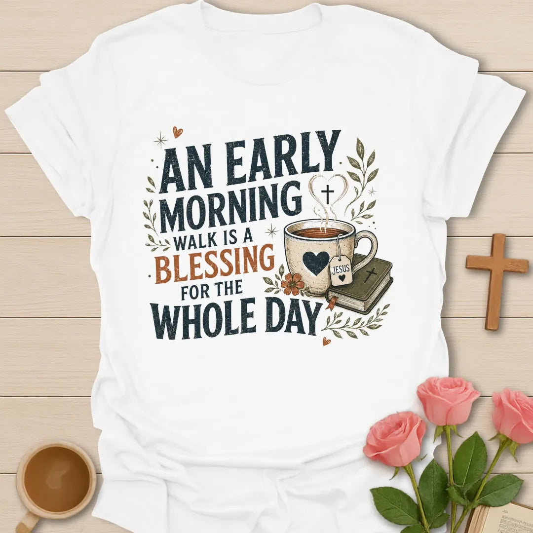 Blessed Day shirt with cheerful faith lettering - White