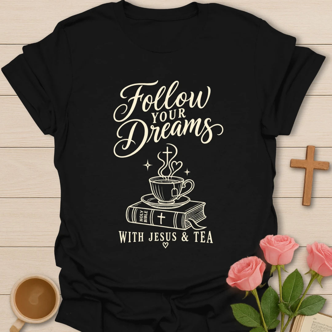 Blessed With Extra Sweet Tea shirt with sweet tea and faith-inspired lettering. - Black