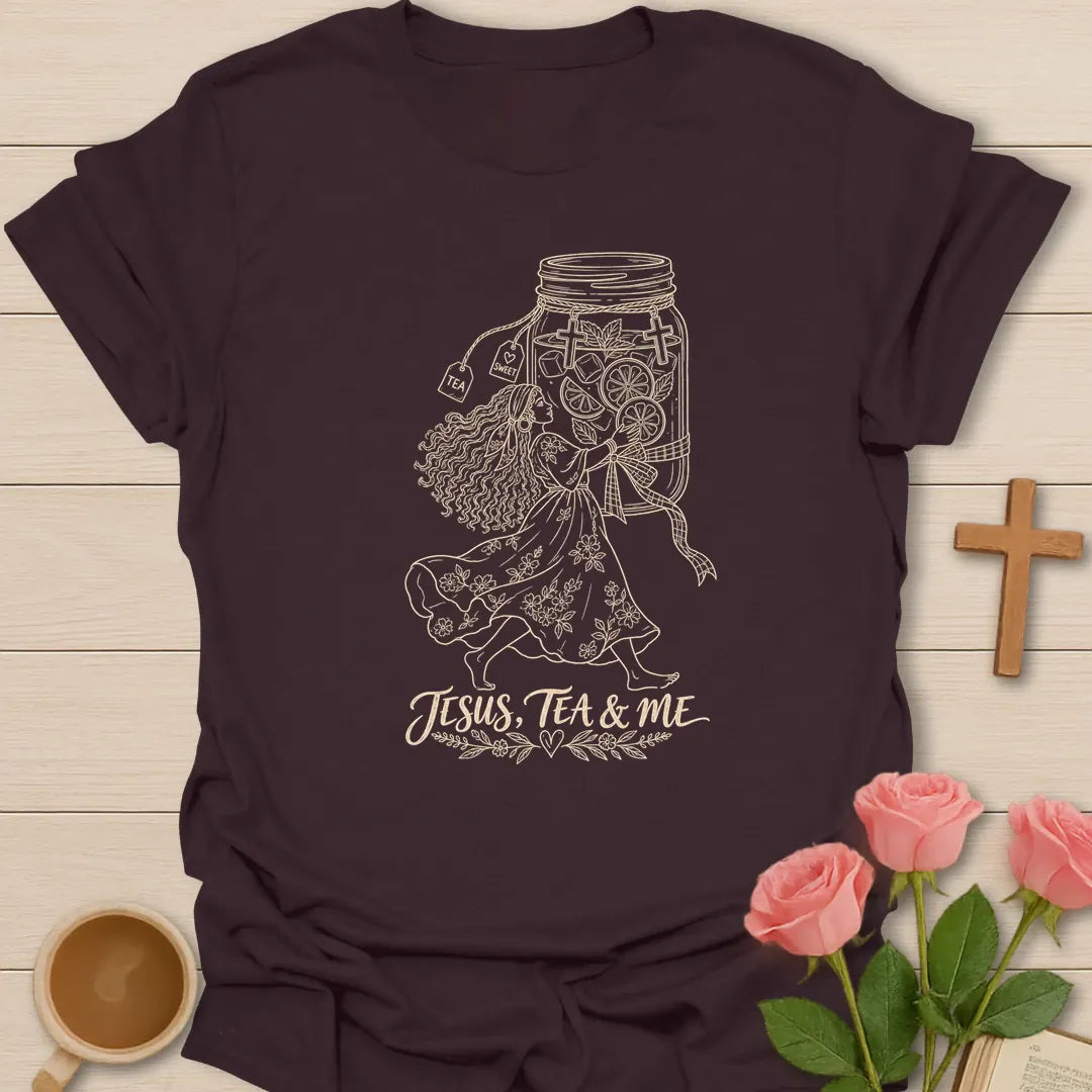 Blessed With Extra Sweet Tea shirt with Southern-style lettering and faith-inspired design. - Dark Chocolate