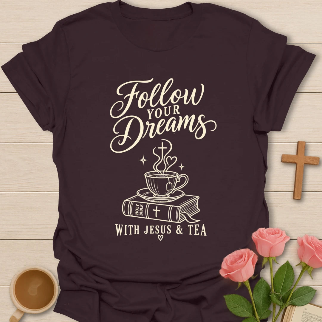 Blessed With Extra Sweet Tea shirt with sweet tea and faith-inspired lettering. - Dark Chocolate