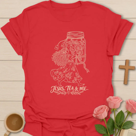Blessed With Extra Sweet Tea shirt with Southern-style lettering and faith-inspired design. - Red