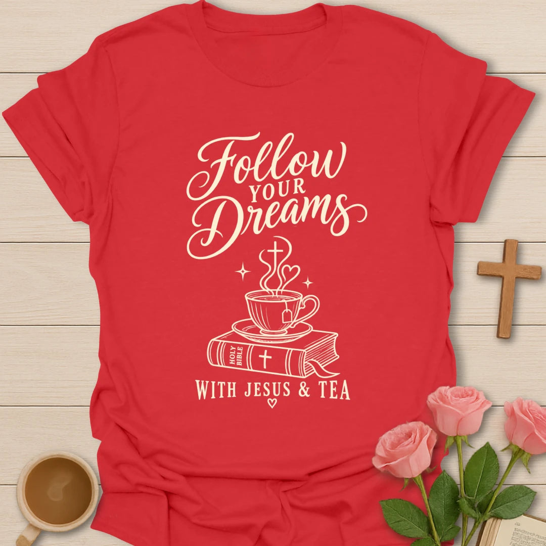 Blessed With Extra Sweet Tea shirt with sweet tea and faith-inspired lettering. - Red