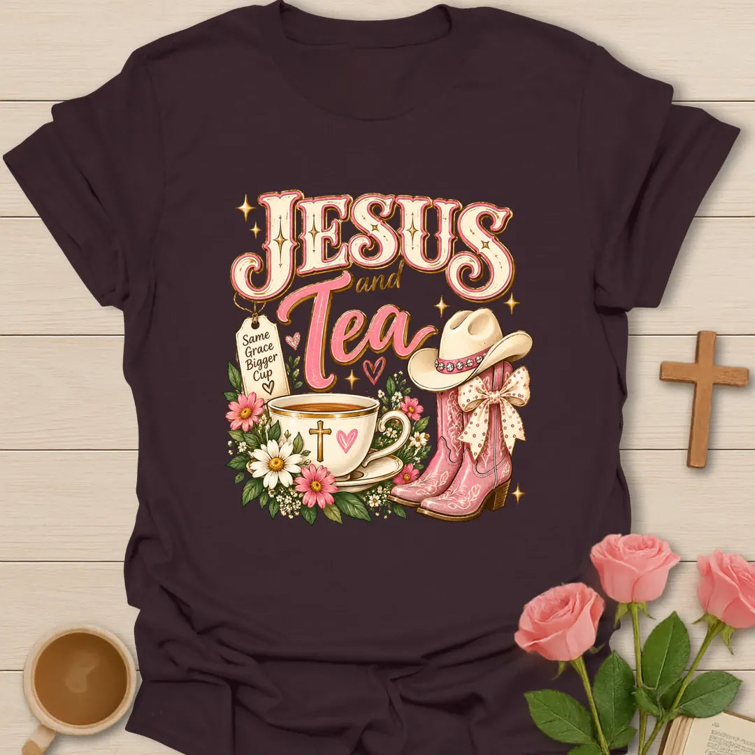 Boots And Blessings t-shirt with cowgirl boots and faith lettering design - Dark Chocolate
