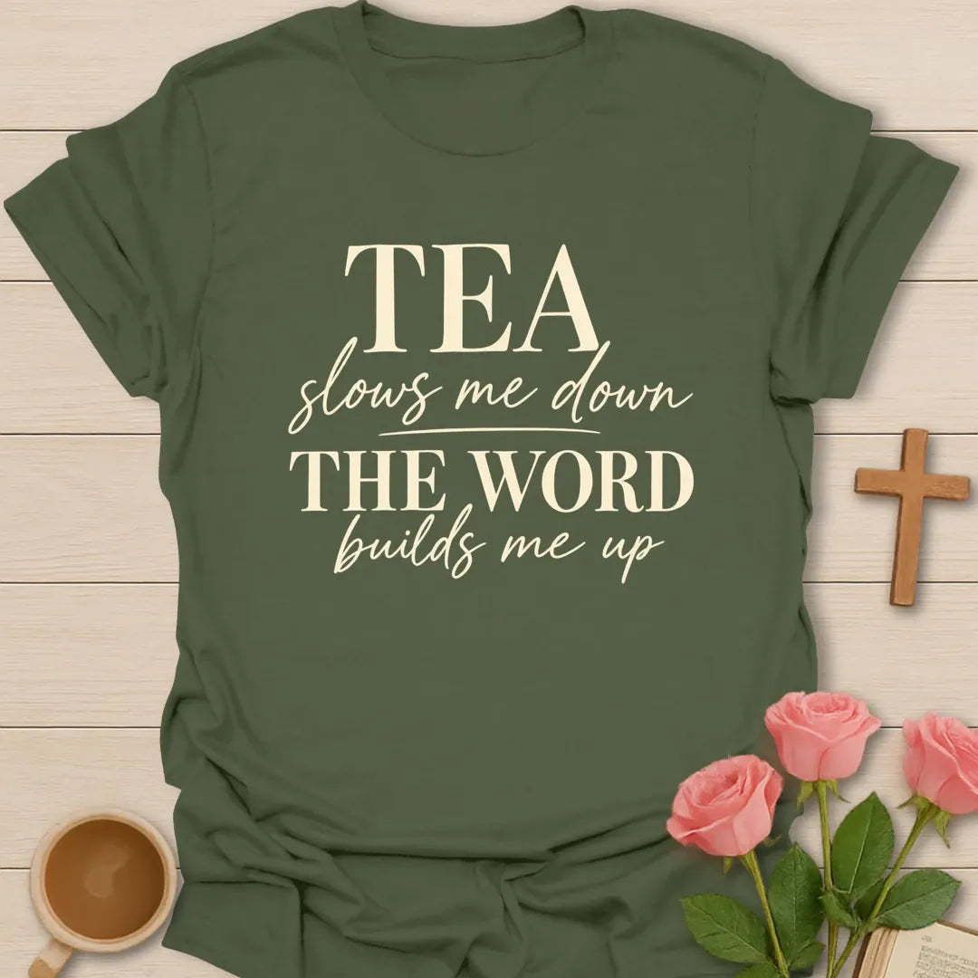 Build Me Up t-shirt with faith-inspired lettering - Military Green
