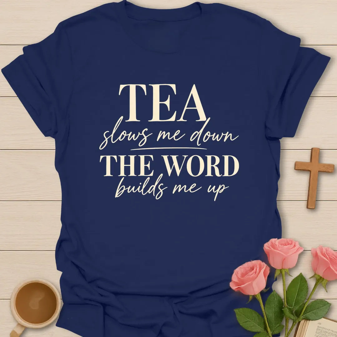 Build Me Up t-shirt with faith-inspired lettering - Navy